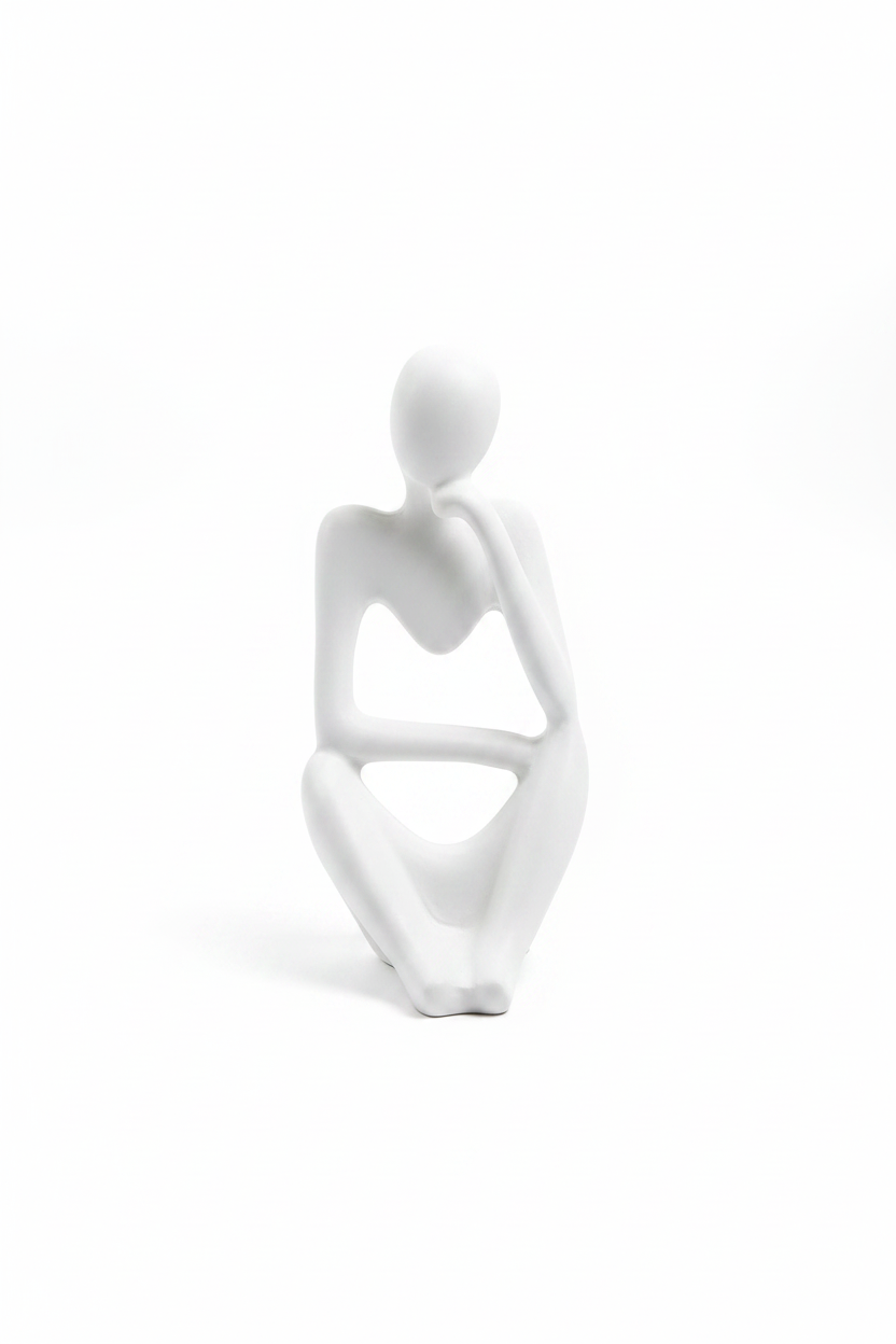 La Réflexion - Sculpture abstraite en résine blanche