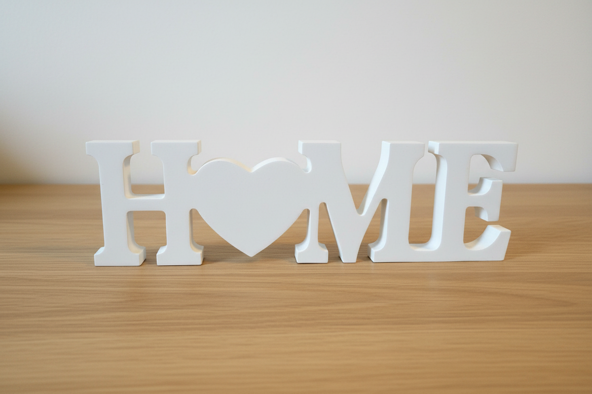 Décoration HOME cœur en résine blanche